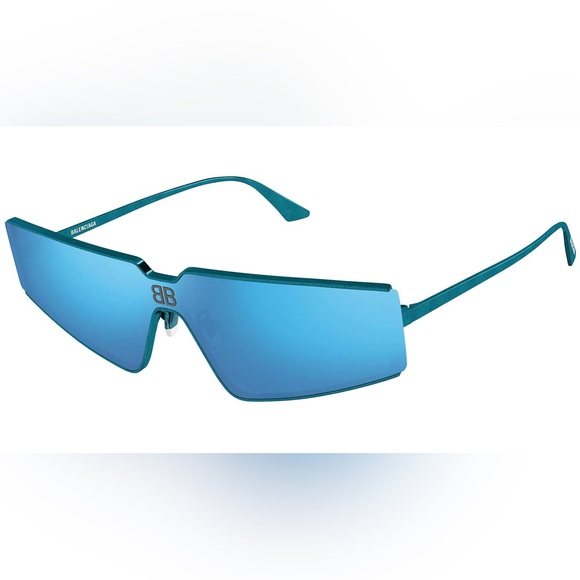 NEW BALENCIAGA GEOMETRIC SUNGLASSES BALENCIAGA BB0192S 003 BLUE EYEWEAR - Picture 2 of 6